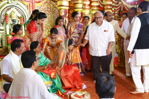 Relatives and Celebrities are seen blessing the new couple 