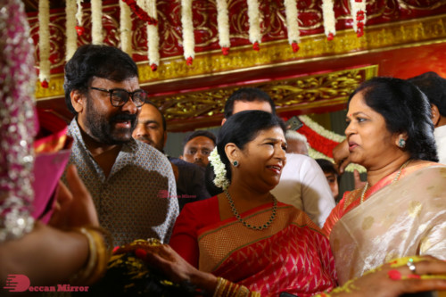 Relatives and Celebrities are seen blessing the new couple 