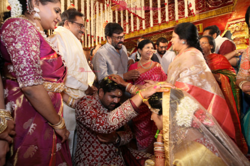 Relatives and Celebrities are seen blessing the new couple 