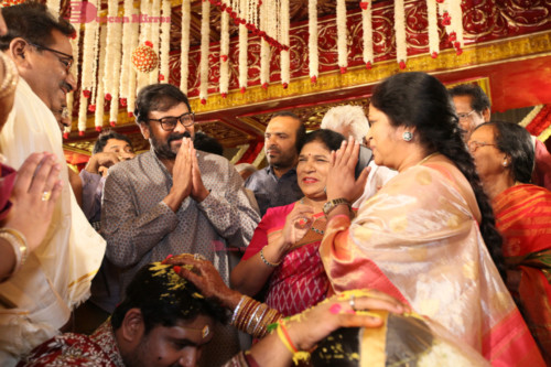 Relatives and Celebrities are seen blessing the new couple 