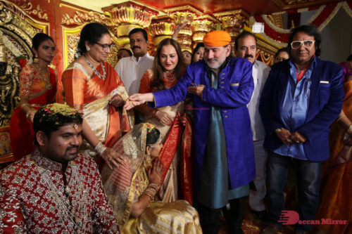 Relatives and Celebrities are seen blessing the new couple 