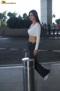 bollywood actress disha patani in a white top at mumbai airport