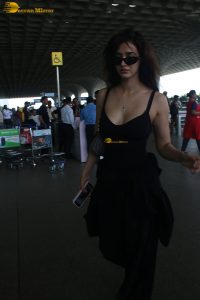 actress Disha Patani in a black top