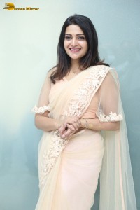 Telugu Actress Divya Pillai in a light pink saree posing for pictures