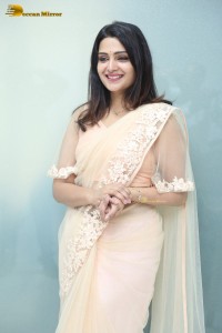 Telugu Actress Divya Pillai in a light pink saree posing for pictures