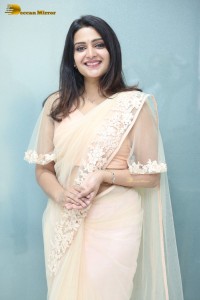 Telugu Actress Divya Pillai in a light pink saree posing for pictures