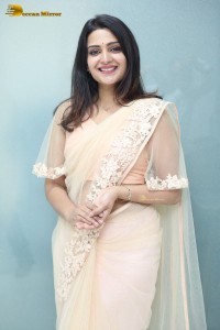 Telugu Actress Divya Pillai in a light pink saree posing for pictures