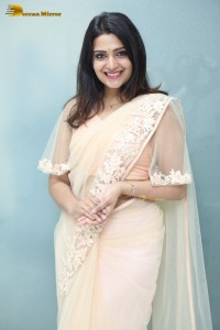 Telugu Actress Divya Pillai in a light pink saree posing for pictures