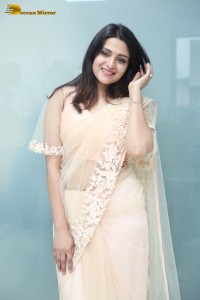 Telugu Actress Divya Pillai in a light pink saree posing for pictures