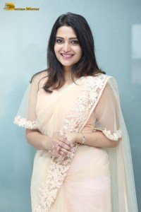 Telugu Actress Divya Pillai in a light pink saree posing for pictures