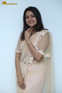 Telugu Actress Divya Pillai in a light pink saree posing for pictures
