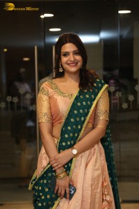 Actress Telugu Actress Divya Pillai in a light pink lehenga choli dress