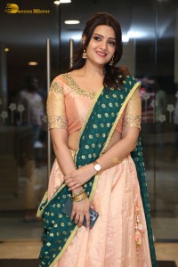 Actress Telugu Actress Divya Pillai in a light pink lehenga choli dress