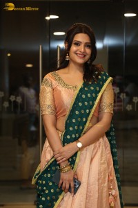 Actress Telugu Actress Divya Pillai in a light pink lehenga choli dress
