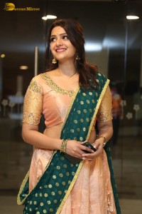 Actress Telugu Actress Divya Pillai in a light pink lehenga choli dress