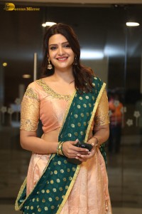 Actress Telugu Actress Divya Pillai in a light pink lehenga choli dress