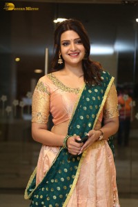 Actress Telugu Actress Divya Pillai in a light pink lehenga choli dress