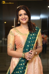 Actress Telugu Actress Divya Pillai in a light pink lehenga choli dress