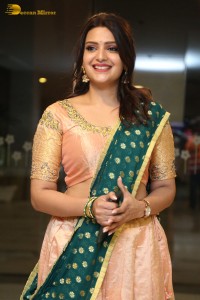 Actress Telugu Actress Divya Pillai in a light pink lehenga choli dress