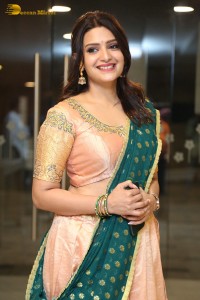 Actress Telugu Actress Divya Pillai in a light pink lehenga choli dress
