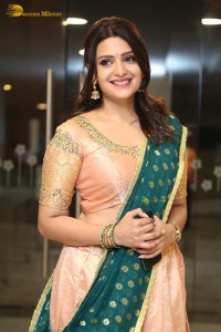 Actress Telugu Actress Divya Pillai in a light pink lehenga choli dress
