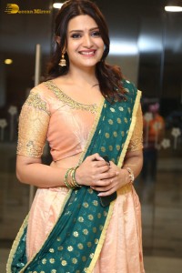 Actress Telugu Actress Divya Pillai in a light pink lehenga choli dress