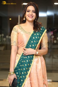 Actress Telugu Actress Divya Pillai in a light pink lehenga choli dress