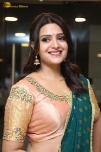Actress Telugu Actress Divya Pillai in a light pink lehenga choli dress