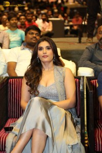 actress divyansha kaushik in a low neck dress at a movie function