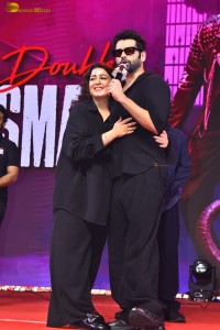 Double iSmart Pre-Release Function attended by Ram Pothineni, Kavya Thapar, Charmy Kaur, and Puri Jagannadh