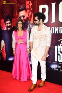 Double iSmart Song Launch attended by Ram Pothineni, Kavya Thapar, Charmy Kaur, Ali, and Sanjay Dutt