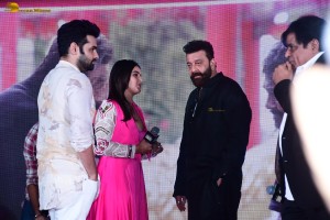 Double iSmart Song Launch attended by Ram Pothineni, Kavya Thapar, Charmy Kaur, Ali, and Sanjay Dutt