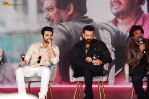 Double iSmart Song Launch attended by Ram Pothineni, Kavya Thapar, Charmy Kaur, Ali, and Sanjay Dutt