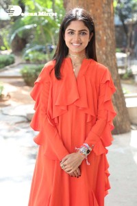 Actress Drishika Chander in a orange dress