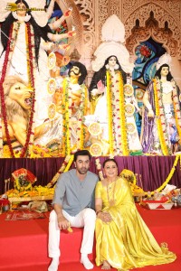 Bollywood Celebrities including Kajol, Rani Mukherjee, Ranbir Kapoor, Alia Bhatt, Rhea Chakraborty, and others offer prayers at Durga Puja 2024