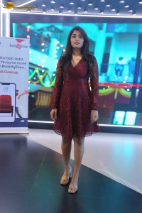 actress eesha rebba in a dark red maroon mini dress photoshoot
