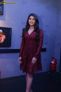 actress eesha rebba in a dark red maroon mini dress photoshoot