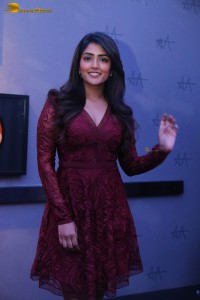 actress eesha rebba in a dark red maroon mini dress photoshoot