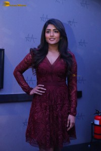 actress eesha rebba in a dark red maroon mini dress photoshoot