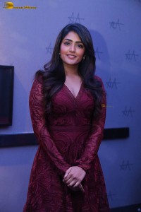 actress eesha rebba in a dark red maroon mini dress photoshoot