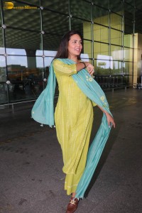 Model and Actress Esha Gupta spotted in a yellow salwar dress