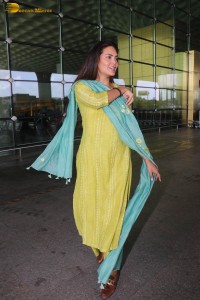 Model and Actress Esha Gupta spotted in a yellow salwar dress