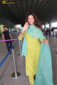 Model and Actress Esha Gupta spotted in a yellow salwar dress