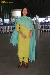 Model and Actress Esha Gupta spotted in a yellow salwar dress