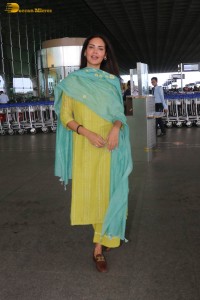 Model and Actress Esha Gupta spotted in a yellow salwar dress
