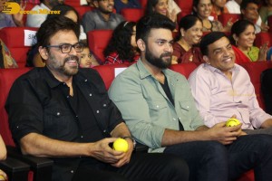 Venkatesh, Varun Tej, Ali, Mehreen and Rajendra Prasad attend the Pre-Release Function of the movie F3
