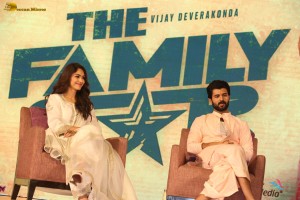 The Family Star Press Meet attended by Vijay Deverakonda, Mrunal Thakur, and Dil Raju