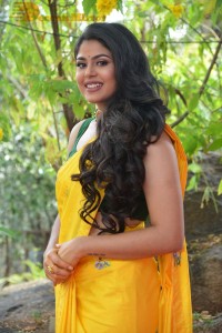 Actress Faria Abdullah in a Yellow Saree and a Green Blouse