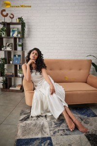 actress Faria Abdullah sexy in a white dress