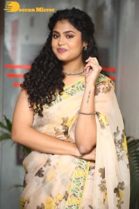Actress Faria Abdullah in a light yellow saree
